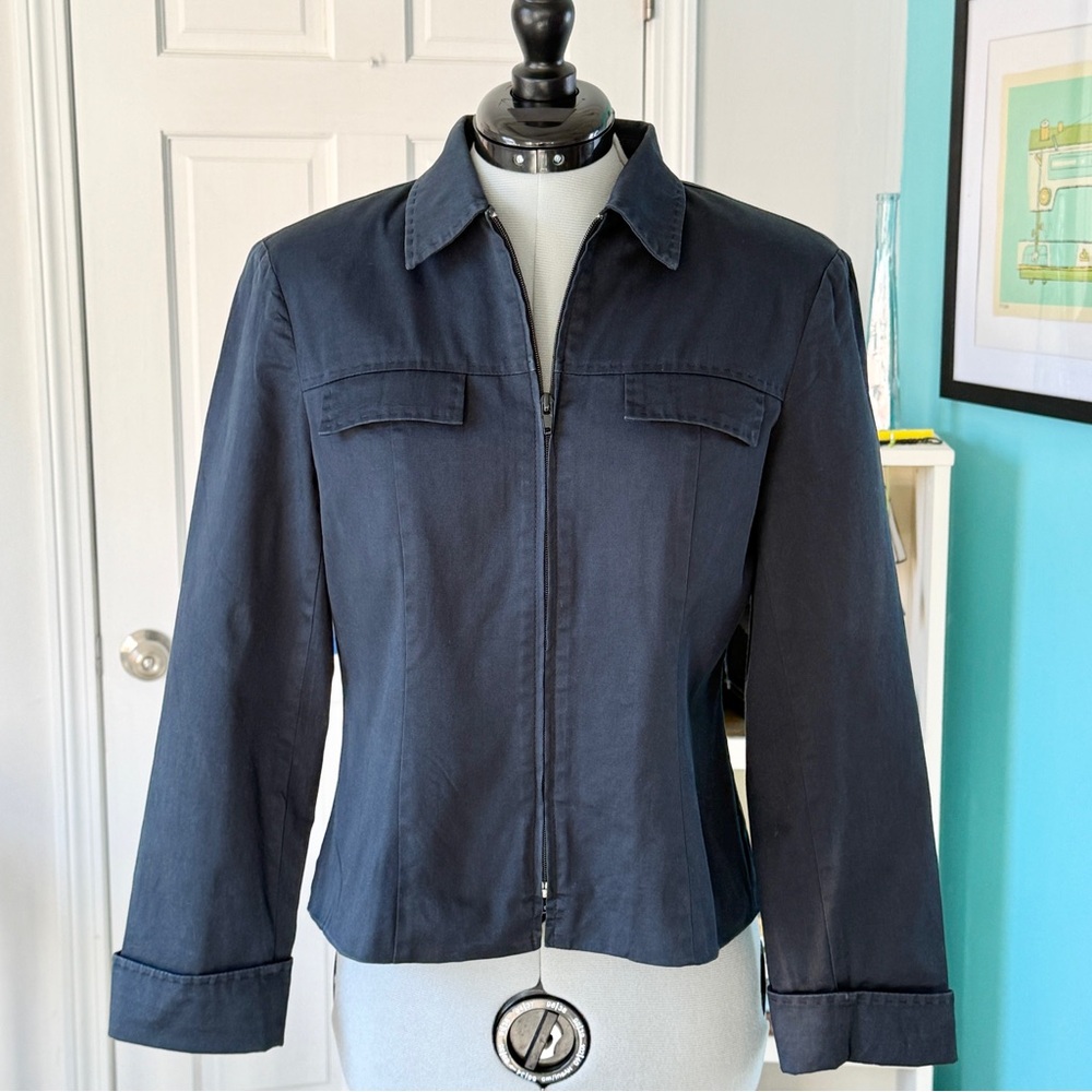 JohnPaulRichard Blue Utility Jacket with Modern Design (size 4P)